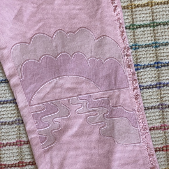 HOUSE OF SUNNY / FREE PEOPLE PINK DAY TRIPPER JESSIE PATCHWORK JEANS: size US 2 - Picture 2 of 7